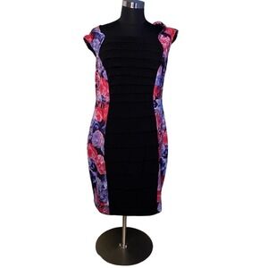 DressBarn Established 1962 Women 2X Sleeveless Floral Black Dress Formal Party